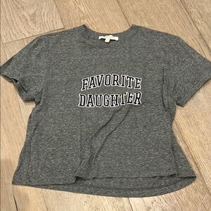 Favorite Daughter Gray Short Sleeve Tee with Collegiate Text